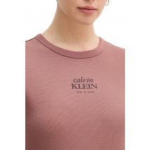 CALVIN KLEIN JEANS SS 2X2 BABY RIB LOGO BABY T-SHIRT ΜΠΛΟΥΖΑ ΓΥΝΑΙΚΕΙΑ BROWN