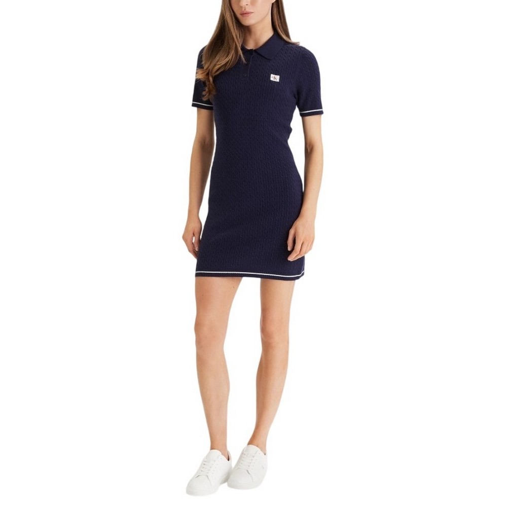 CALVIN KLEIN JEANS MICROCABLE MINI DRESS ΦΟΡΕΜΑ ΓΥΝΑΙΚΕΙΟ DARK BLUE