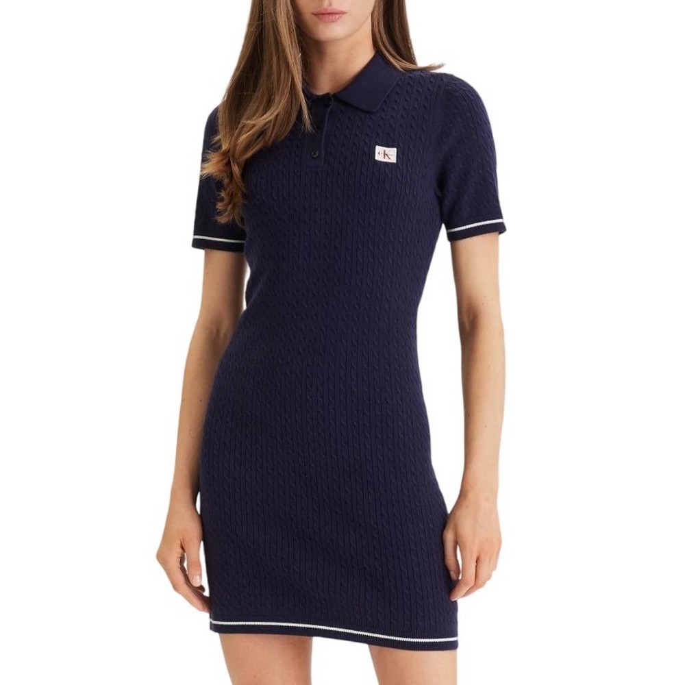 CALVIN KLEIN JEANS MICROCABLE MINI DRESS ΦΟΡΕΜΑ ΓΥΝΑΙΚΕΙΟ DARK BLUE