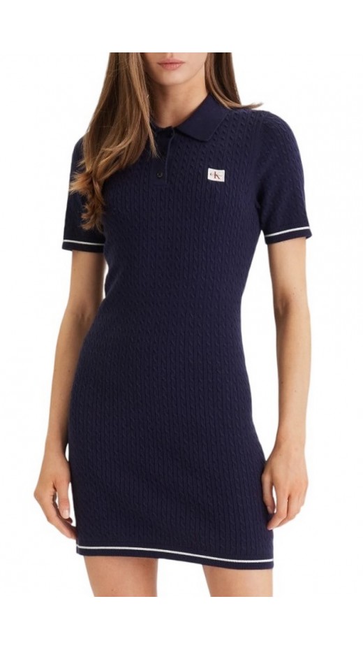 CALVIN KLEIN JEANS MICROCABLE MINI DRESS ΦΟΡΕΜΑ ΓΥΝΑΙΚΕΙΟ DARK BLUE