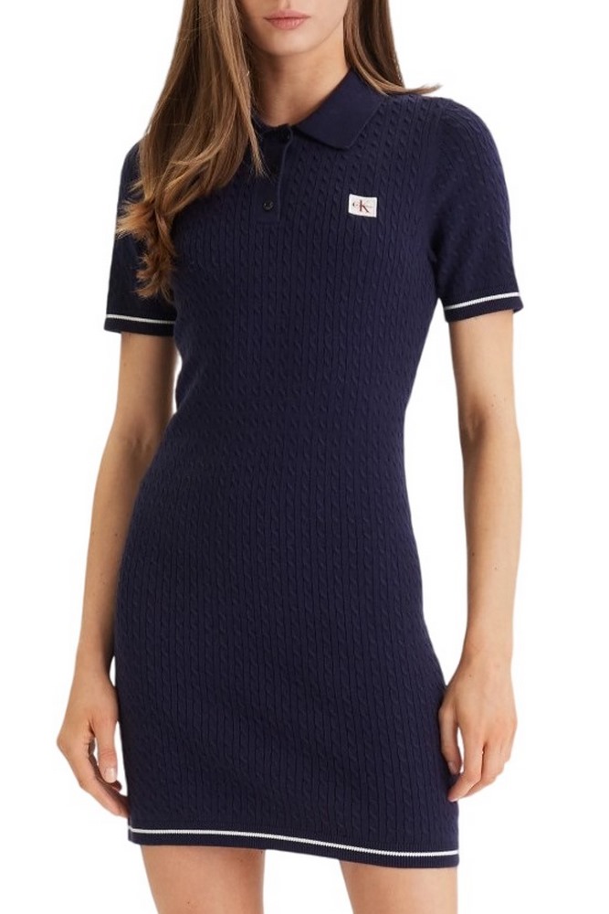 CALVIN KLEIN JEANS MICROCABLE MINI DRESS ΦΟΡΕΜΑ ΓΥΝΑΙΚΕΙΟ DARK BLUE