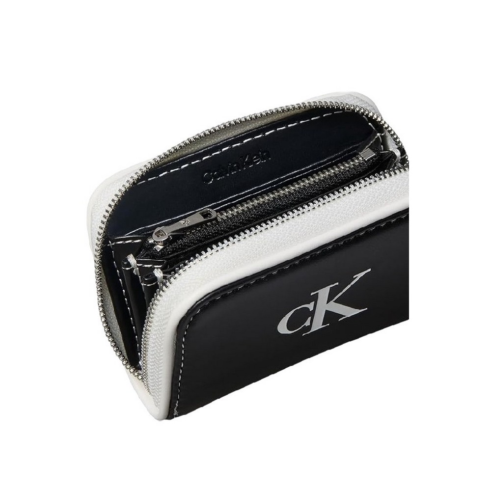 CALVIN KLEIN CONTRAST CK MEDIUM ZIP AROUND ΠΟΡΤΟΦΟΛΙ ΓΥΝΑΙΚΕΙΟ BLACK
