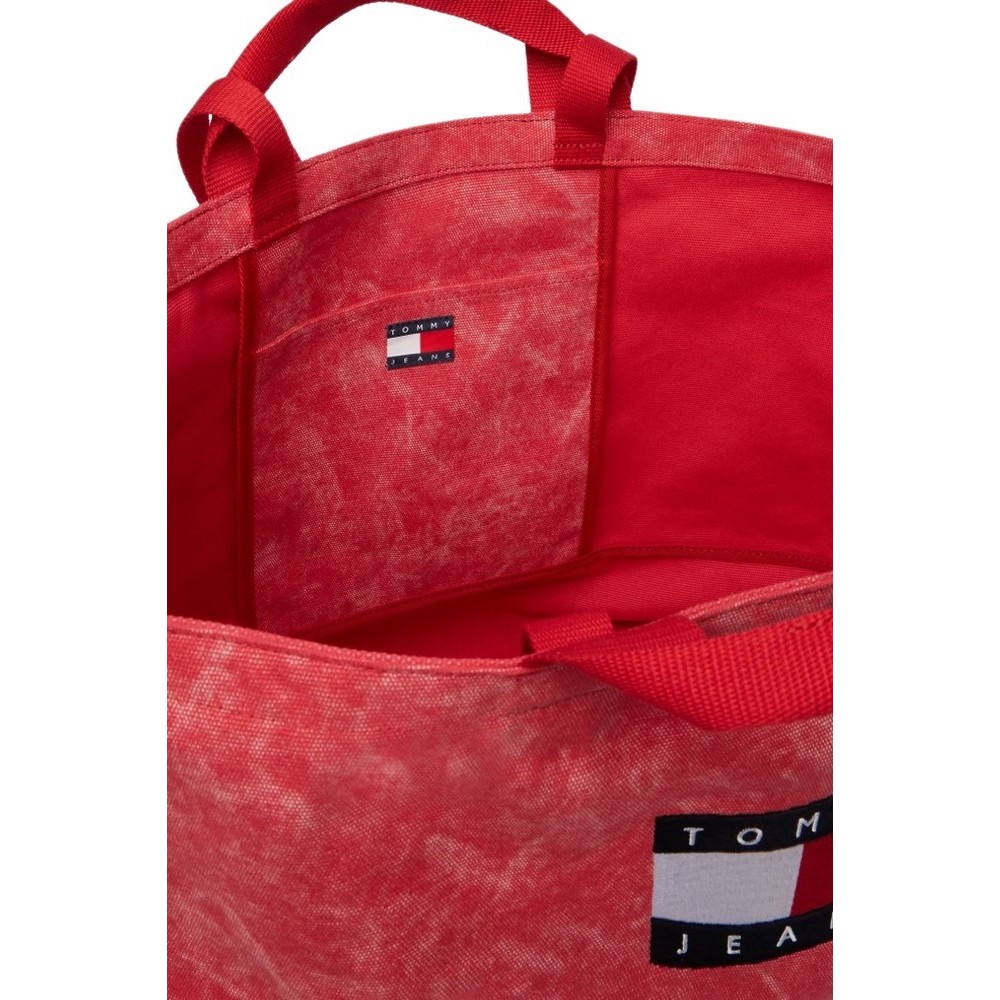TOMMY JEANS WAVE FLAG MED TOTE ΤΣΑΝΤΑ ΓΥΝΑΙΚΕΙΑ RED