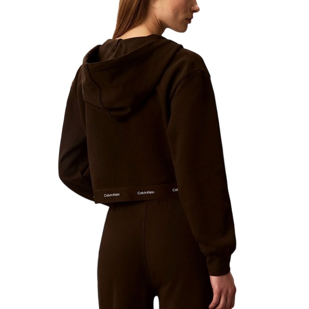 CALVIN KLEIN JEANS LS TERRY LOGO WAIST CROPPED FZ ΖΑΚΕΤΑ ΓΥΝΑΙΚΕΙΑ COFFEE