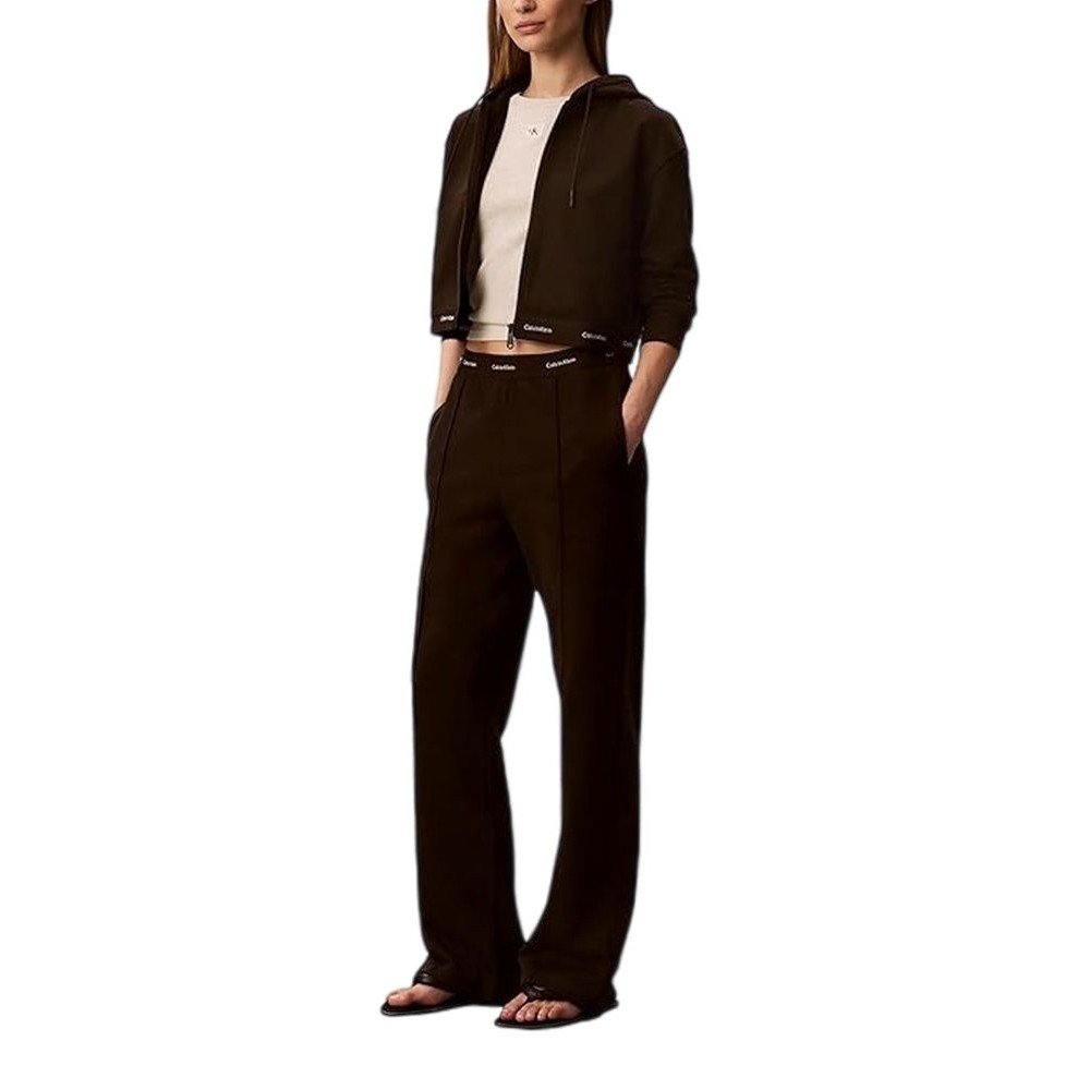 CALVIN KLEIN JEANS LS TERRY LOGO WAIST CROPPED FZ ΖΑΚΕΤΑ ΓΥΝΑΙΚΕΙΑ COFFEE