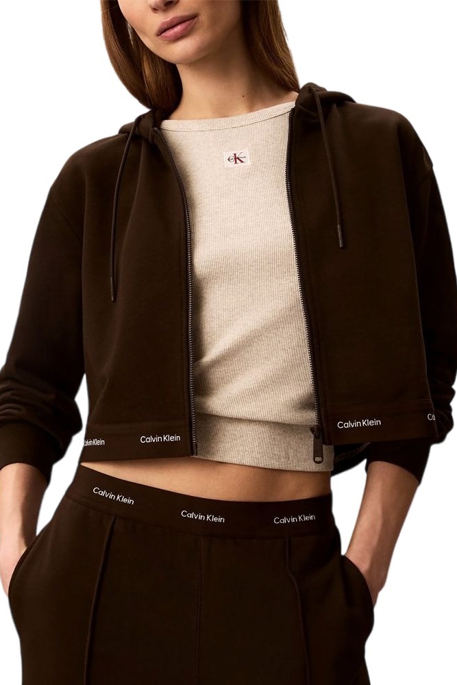 CALVIN KLEIN JEANS LS TERRY LOGO WAIST CROPPED FZ ΖΑΚΕΤΑ ΓΥΝΑΙΚΕΙΑ COFFEE
