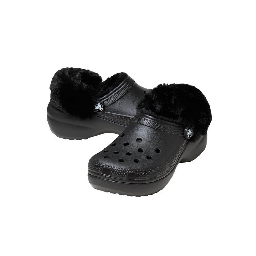 CROCS CLASSIC PLATFORM FUZZ LINED CLOG 212854 ΠΕΔΙΛΟ ΓΥΝΑΙΚΕΙΟ BLACK