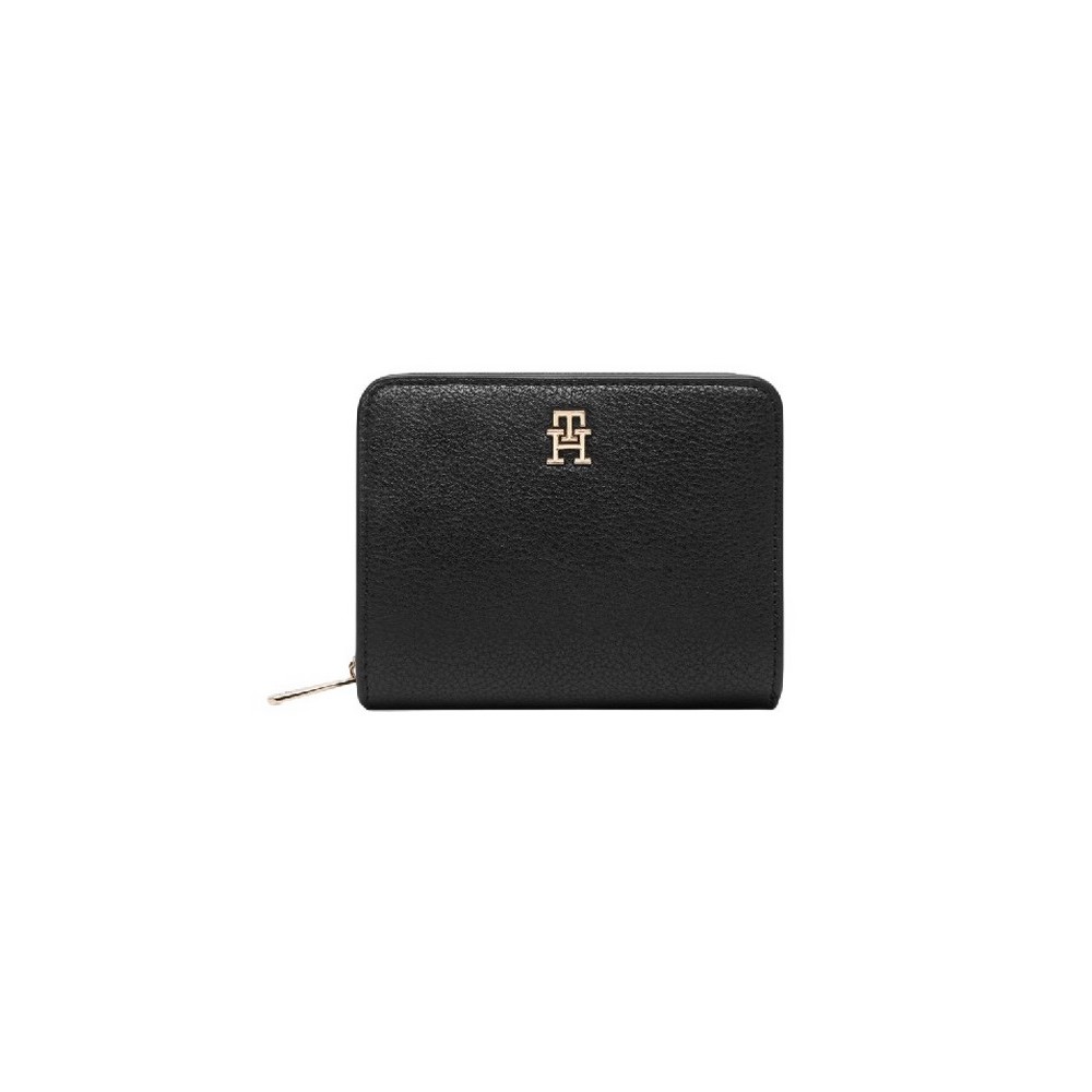 TOMMY HILFIGER ICON MED ZA W/FLAP ΠΟΡΤΟΦΟΛΙ ΓΥΝΑΙΚΕΙΟ BLACK