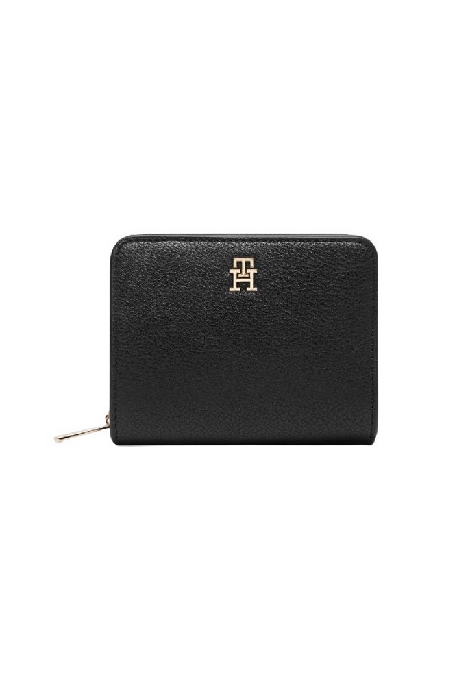 TOMMY HILFIGER ICON MED ZA W/FLAP ΠΟΡΤΟΦΟΛΙ ΓΥΝΑΙΚΕΙΟ BLACK