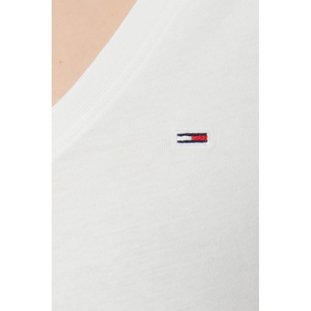 TOMMY JEANS V-NECK TEE T-SHIRT ΜΠΛΟΥΖΑ ΓΥΝΑΙΚΕΙΑ ECRU