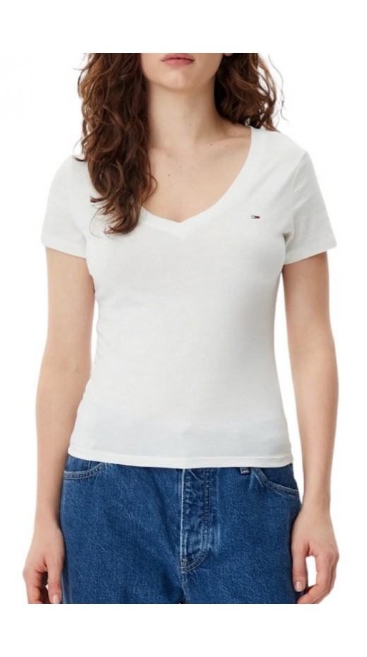 TOMMY JEANS V-NECK TEE T-SHIRT ΜΠΛΟΥΖΑ ΓΥΝΑΙΚΕΙΑ ECRU