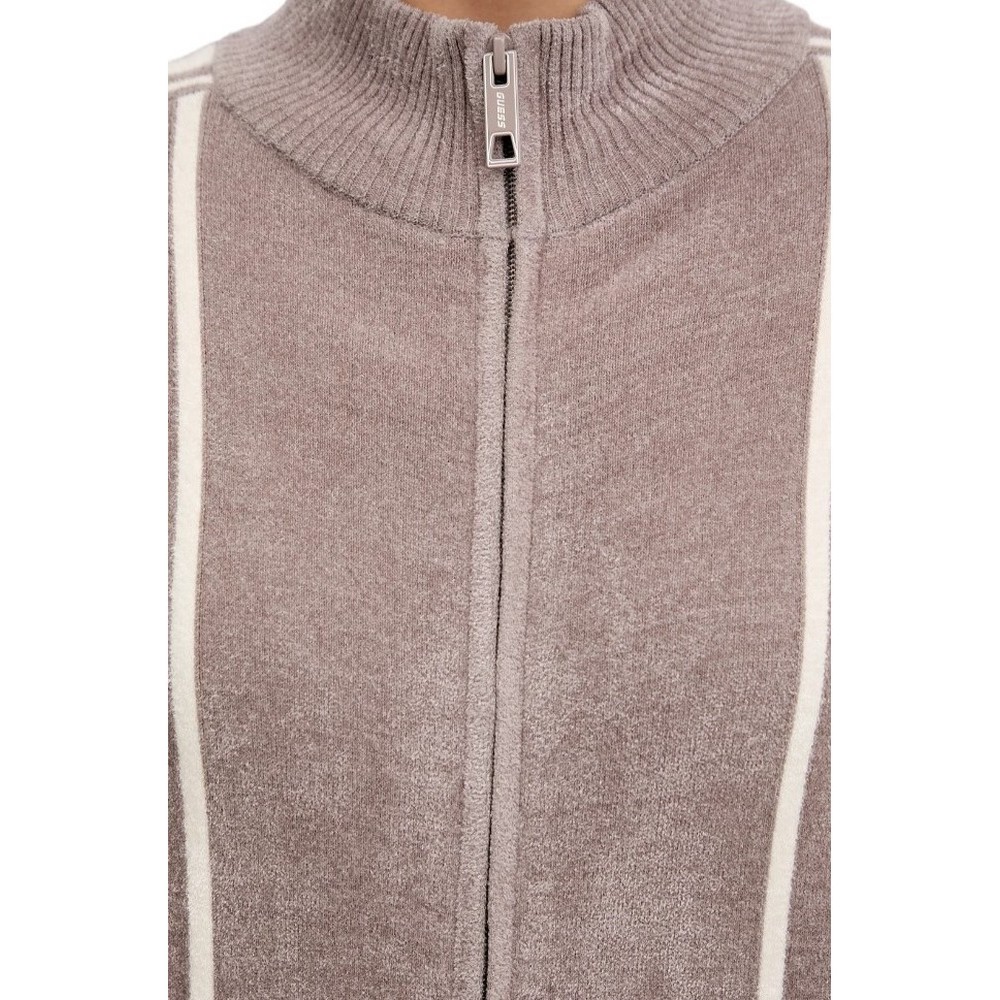 GUESS EMILIA CHENILLE ZIPPED SWTR ΖΑΚΕΤΑ ΦΟΥΤΕΡ ΓΥΝΑΙΚΕΙΑ BEIGE