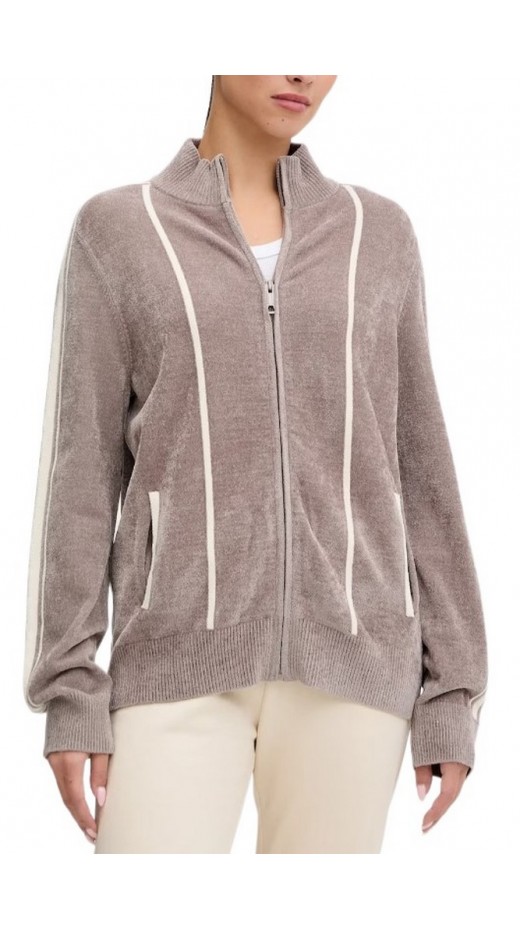 GUESS EMILIA CHENILLE ZIPPED SWTR ΖΑΚΕΤΑ ΦΟΥΤΕΡ ΓΥΝΑΙΚΕΙΑ BEIGE