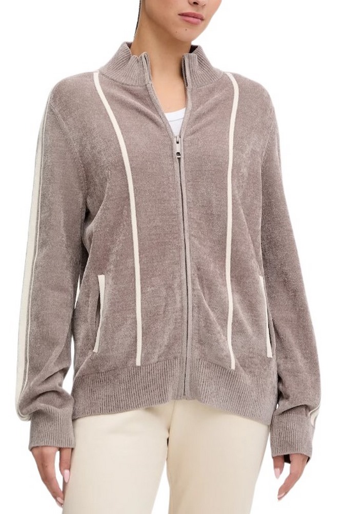 GUESS EMILIA CHENILLE ZIPPED SWTR ΖΑΚΕΤΑ ΦΟΥΤΕΡ ΓΥΝΑΙΚΕΙΑ BEIGE