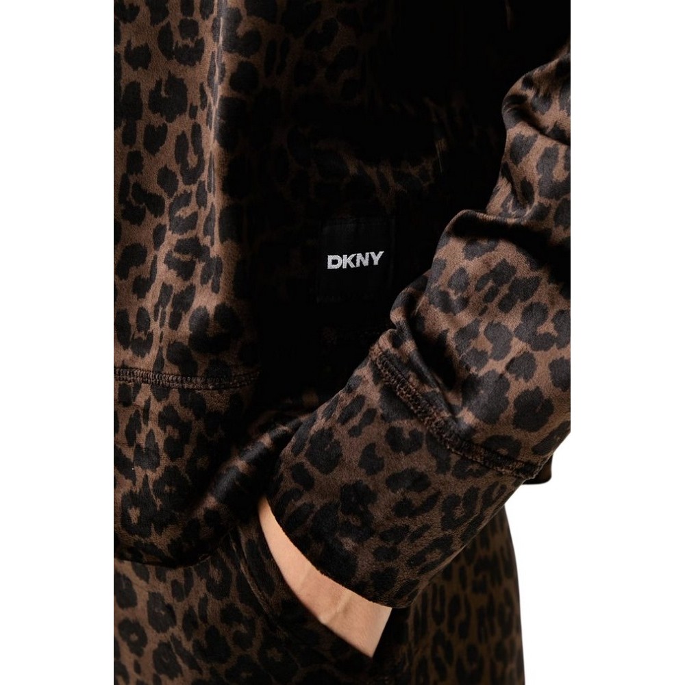 DKNY LOGO SWEATER ΜΠΛΟΥΖΑ ΜΑΚΡΥΜΑΝΙΚΗ ΓΥΝΑΙΚΕΙΑ LEOPARD PRINT