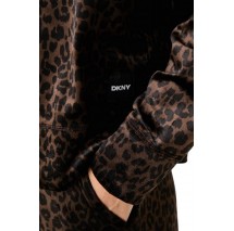 DKNY LOGO SWEATER ΜΠΛΟΥΖΑ ΜΑΚΡΥΜΑΝΙΚΗ ΓΥΝΑΙΚΕΙΑ LEOPARD PRINT