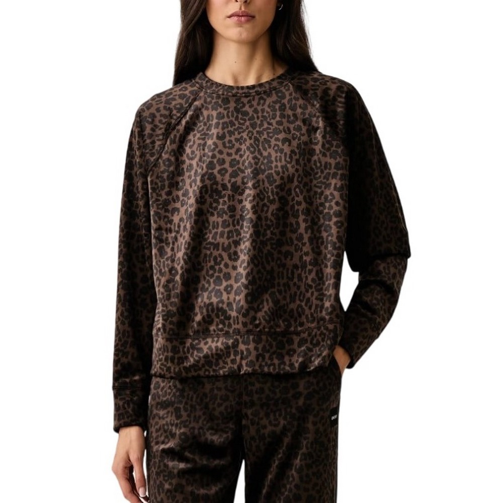 DKNY LOGO SWEATER ΜΠΛΟΥΖΑ ΜΑΚΡΥΜΑΝΙΚΗ ΓΥΝΑΙΚΕΙΑ LEOPARD PRINT