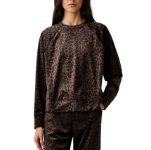 DKNY LOGO SWEATER ΜΠΛΟΥΖΑ ΜΑΚΡΥΜΑΝΙΚΗ ΓΥΝΑΙΚΕΙΑ LEOPARD PRINT