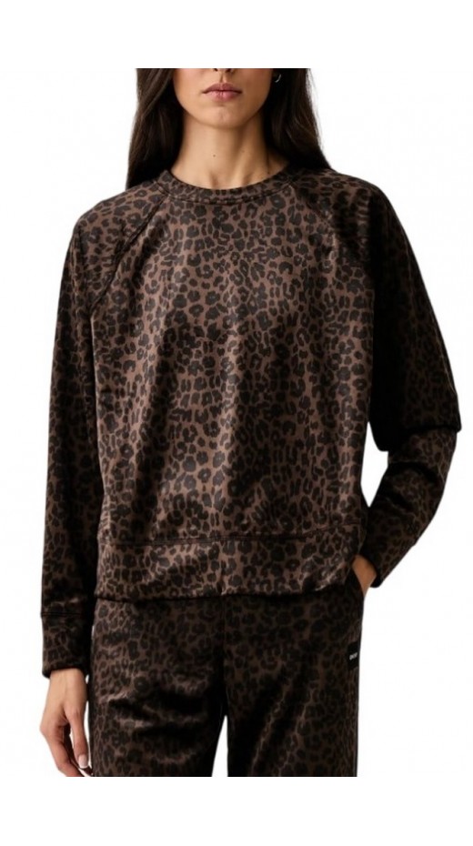 DKNY LOGO SWEATER ΜΠΛΟΥΖΑ ΜΑΚΡΥΜΑΝΙΚΗ ΓΥΝΑΙΚΕΙΑ LEOPARD PRINT