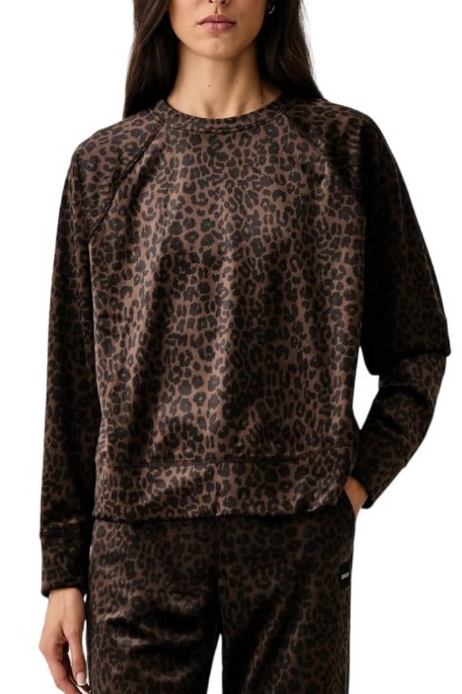DKNY LOGO SWEATER ΜΠΛΟΥΖΑ ΜΑΚΡΥΜΑΝΙΚΗ ΓΥΝΑΙΚΕΙΑ LEOPARD PRINT