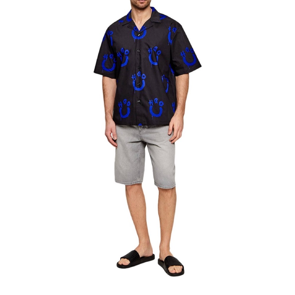 HUGO BOSS CASUAL SHIRTS ELIGINO ΠΟΥΚΑΜΙΣΟ ΑΝΔΡΙΚΟ BLACK