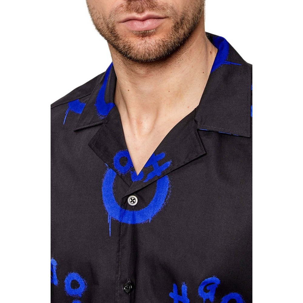 HUGO BOSS CASUAL SHIRTS ELIGINO ΠΟΥΚΑΜΙΣΟ ΑΝΔΡΙΚΟ BLACK