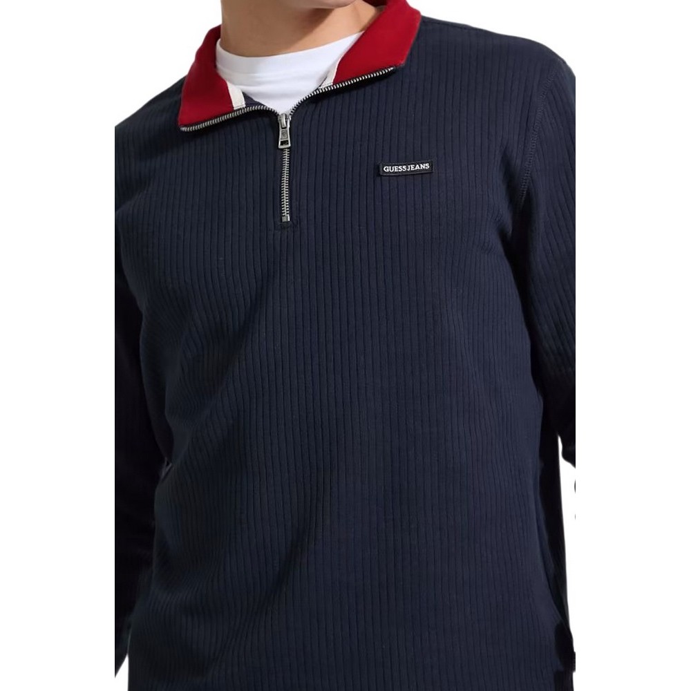 GUESS JEANS CN REG DROP NEEDLE QUARTER ΜΠΛΟΥΖΑ ΦΟΥΤΕΡ ΑΝΔΡΙΚΗ NAVY