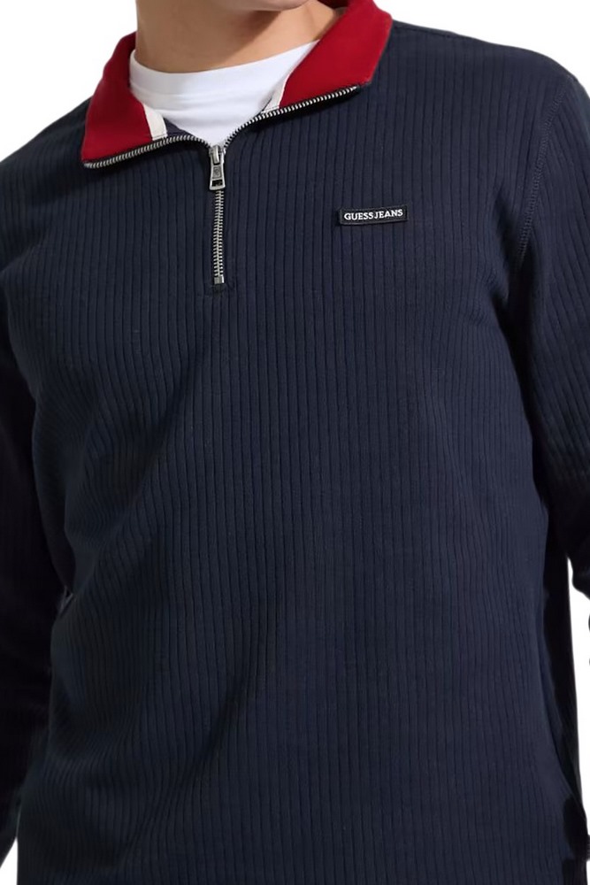 GUESS JEANS CN REG DROP NEEDLE QUARTER ΜΠΛΟΥΖΑ ΦΟΥΤΕΡ ΑΝΔΡΙΚΗ NAVY