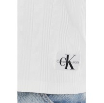 CALVIN KLEIN JEANS  BADGE RIB BABY TEE LONG SLEEVE ΜΠΛΟΥΖΑ ΓΥΝΑΙΚΕΙΑ WHITE