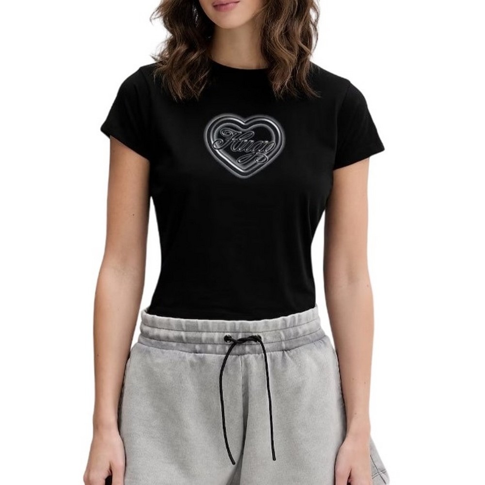 HUGO BOSS JERSEY DICHROMA B T-SHIRT ΜΠΛΟΥΖΑ ΓΥΝΑΙΚΕΙΑ BLACK