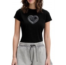 HUGO BOSS JERSEY DICHROMA B T-SHIRT ΜΠΛΟΥΖΑ ΓΥΝΑΙΚΕΙΑ BLACK