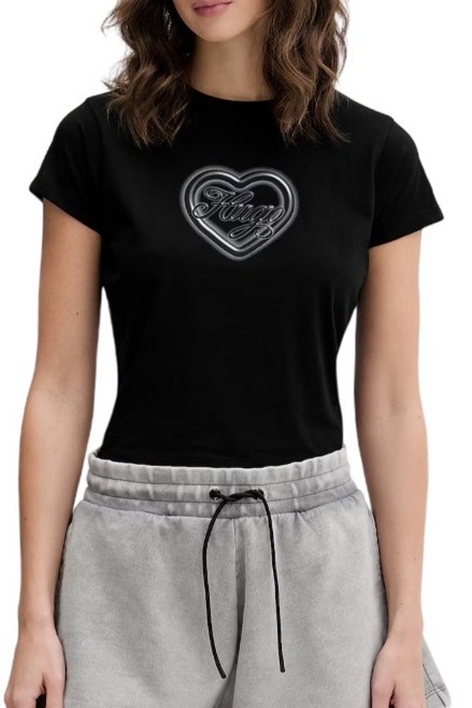 HUGO BOSS JERSEY DICHROMA B T-SHIRT ΜΠΛΟΥΖΑ ΓΥΝΑΙΚΕΙΑ BLACK