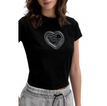 HUGO BOSS JERSEY DICHROMA B T-SHIRT ΜΠΛΟΥΖΑ ΓΥΝΑΙΚΕΙΑ BLACK