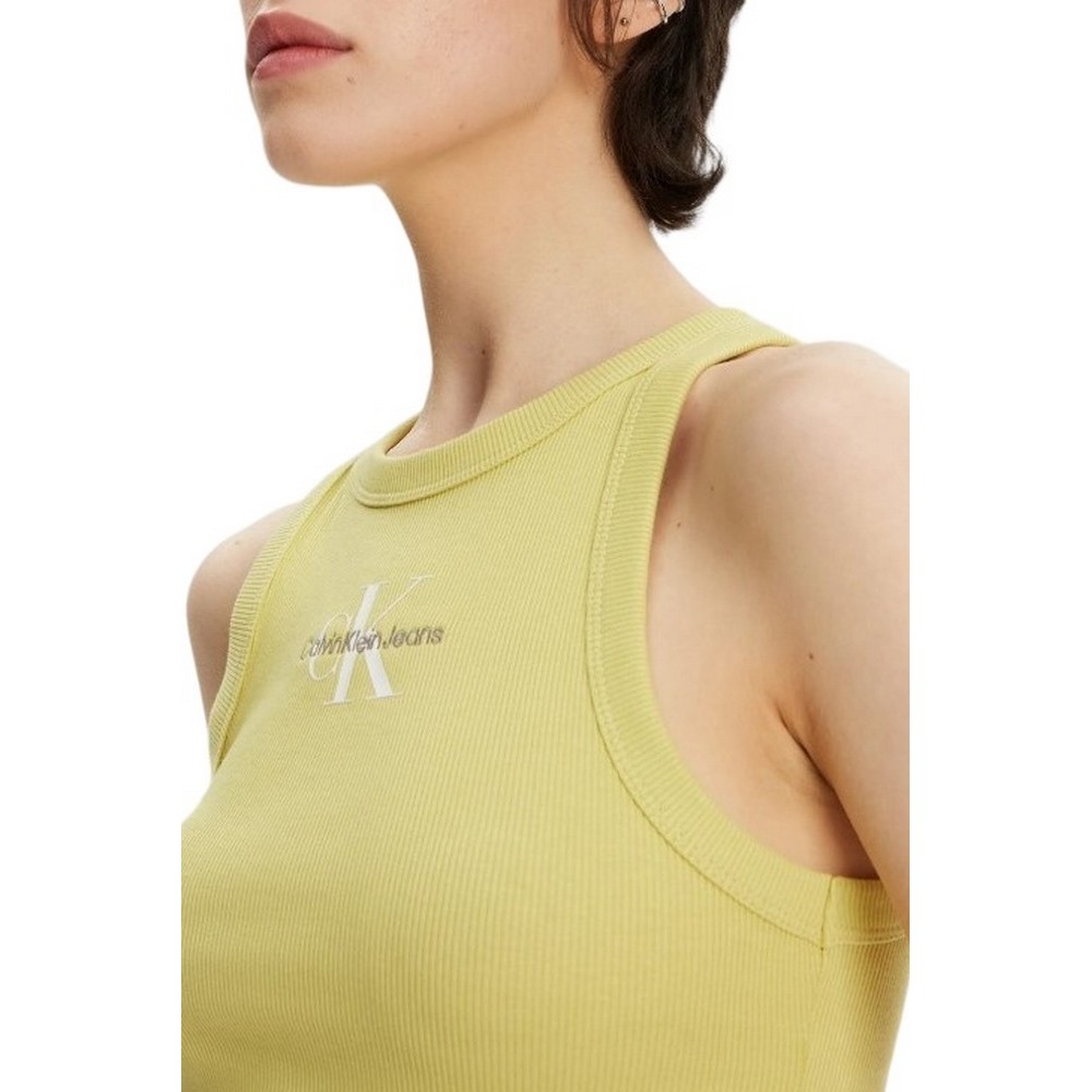 CALVIN KLEIN JEANS MONOLOGO RIB TANK TOP ΤΟΠ ΓΥΝΑΙΚΕΙΟ LIME