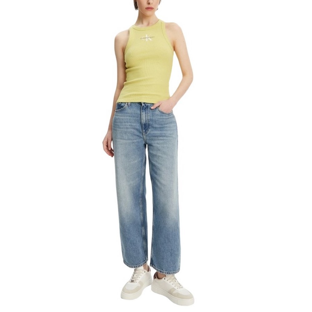 CALVIN KLEIN JEANS MONOLOGO RIB TANK TOP ΤΟΠ ΓΥΝΑΙΚΕΙΟ LIME