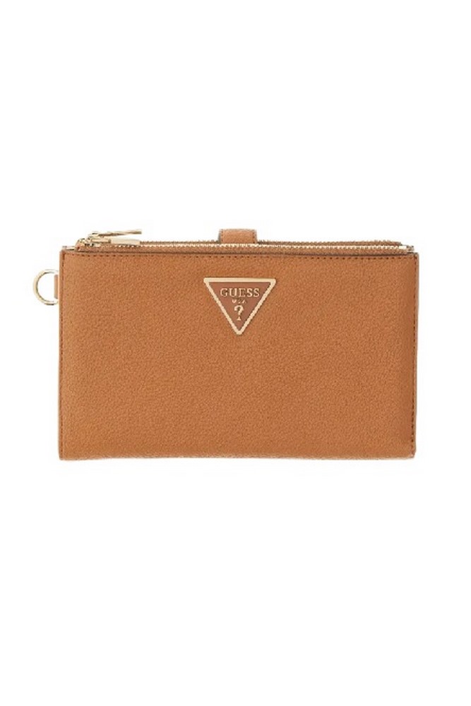 GUESS LAUREL II SLG DBL ZIP ORGNZR ΠΟΡΤΟΦΟΛΙ ΓΥΝΑΙΚΕΙΟ COGNAC