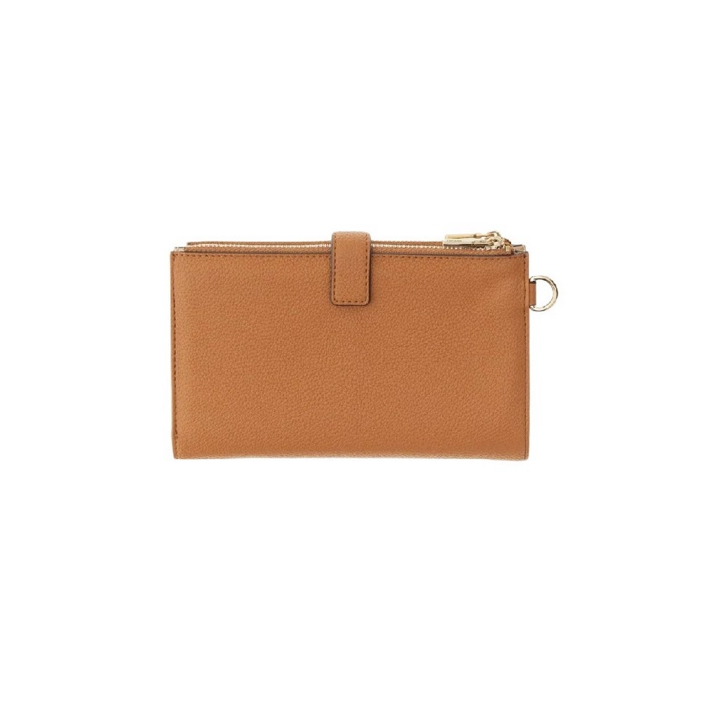 GUESS LAUREL II SLG DBL ZIP ORGNZR ΠΟΡΤΟΦΟΛΙ ΓΥΝΑΙΚΕΙΟ COGNAC