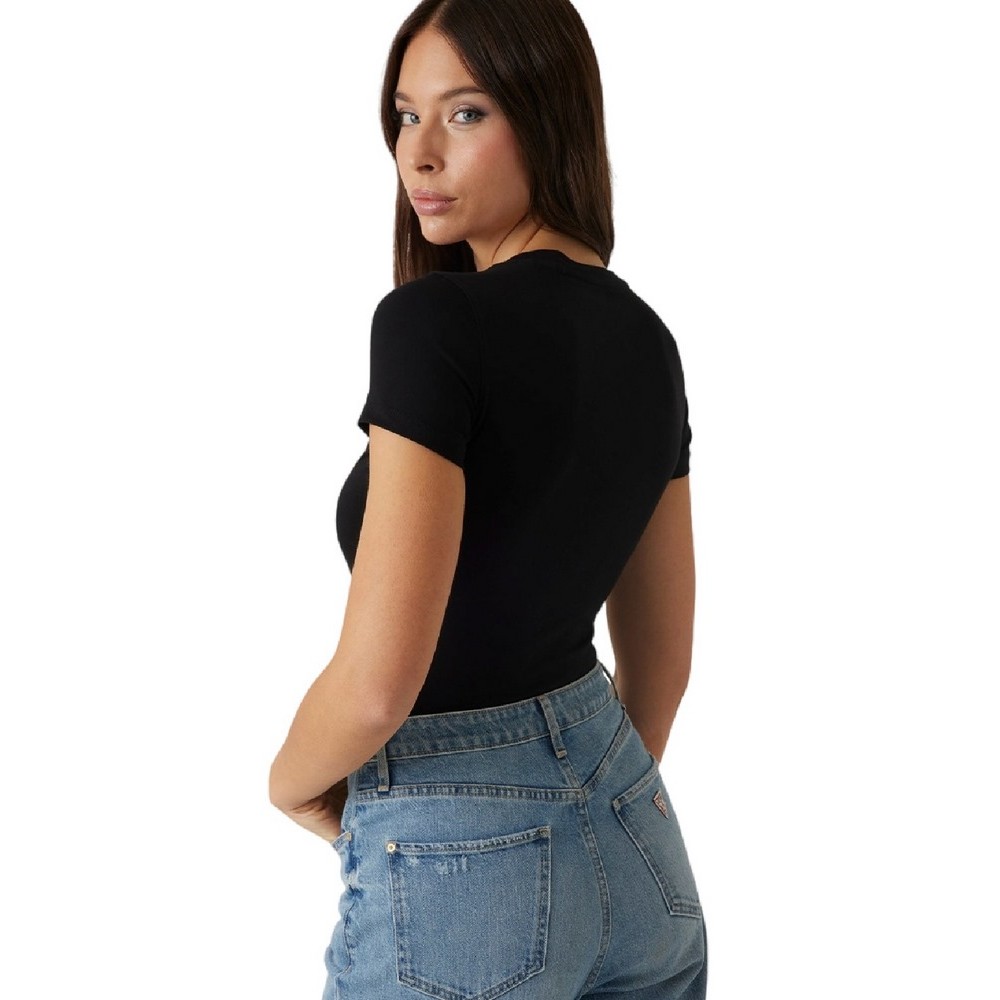 GUESS SS CN ROSES PRINT T-SHIRT ΜΠΛΟΥΖΑ ΓΥΝΑΙΚΕΙΑ BLACK