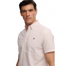 SUPERDRY D4 STUD CLASSIC SEERSUCKER SHIRT ΠΟΥΚΑΜΙΣΟ ΑΝΔΡΙΚΟ PINK