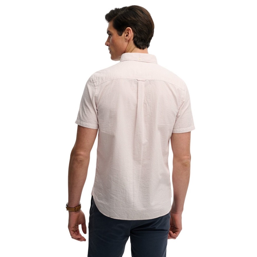 SUPERDRY D4 STUD CLASSIC SEERSUCKER SHIRT ΠΟΥΚΑΜΙΣΟ ΑΝΔΡΙΚΟ PINK
