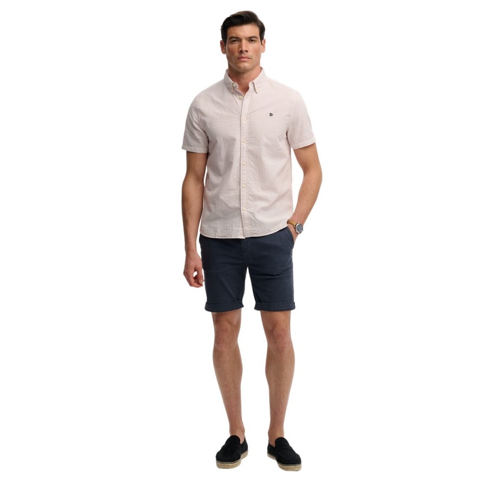 SUPERDRY D4 STUD CLASSIC SEERSUCKER SHIRT ΠΟΥΚΑΜΙΣΟ ΑΝΔΡΙΚΟ PINK