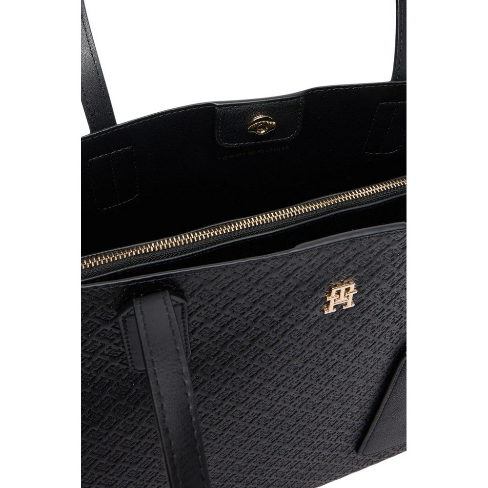 TOMMY HILFIGER ICON TOTE MONO ΤΣΑΝΤΑ ΓΥΝΑΙΚΕΙΑ BLACK