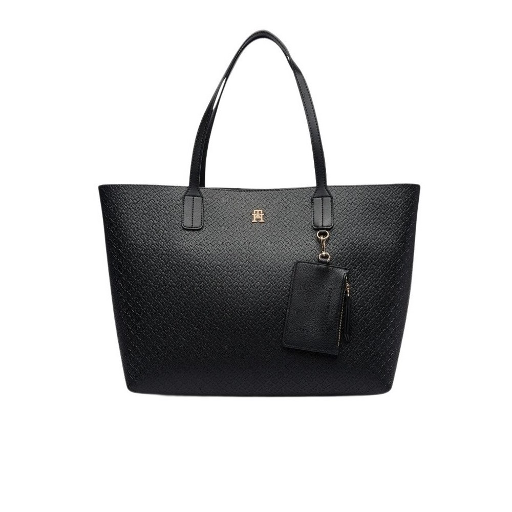 TOMMY HILFIGER ICON TOTE MONO ΤΣΑΝΤΑ ΓΥΝΑΙΚΕΙΑ BLACK