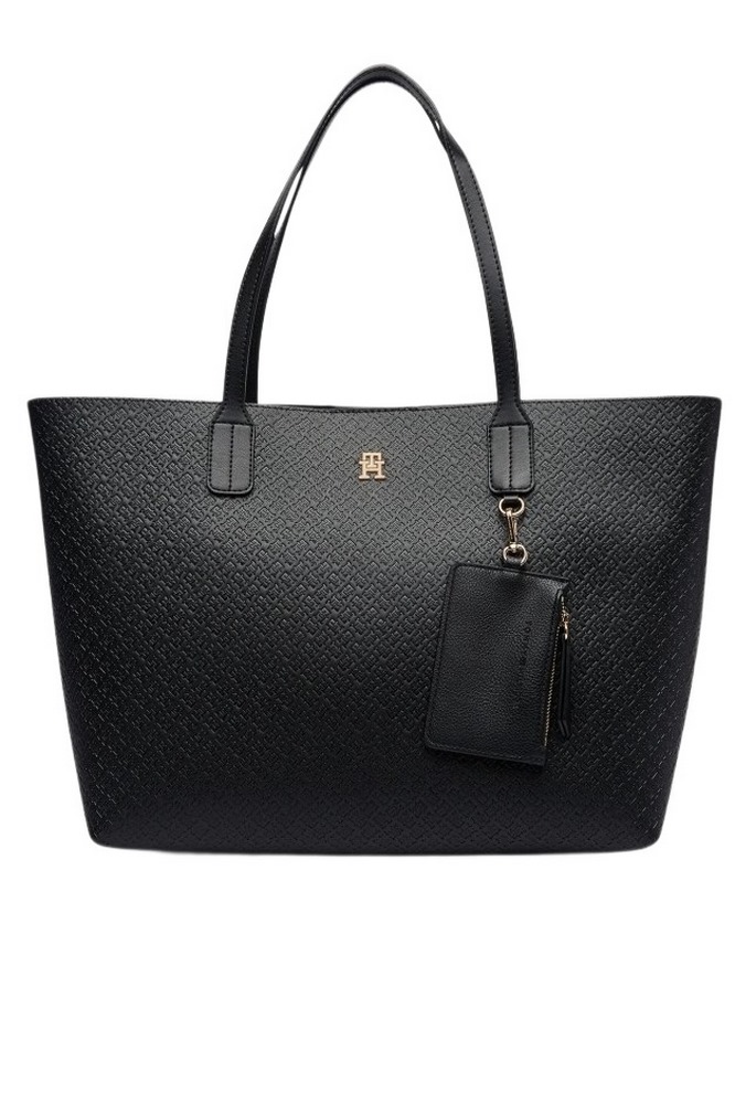 TOMMY HILFIGER ICON TOTE MONO ΤΣΑΝΤΑ ΓΥΝΑΙΚΕΙΑ BLACK