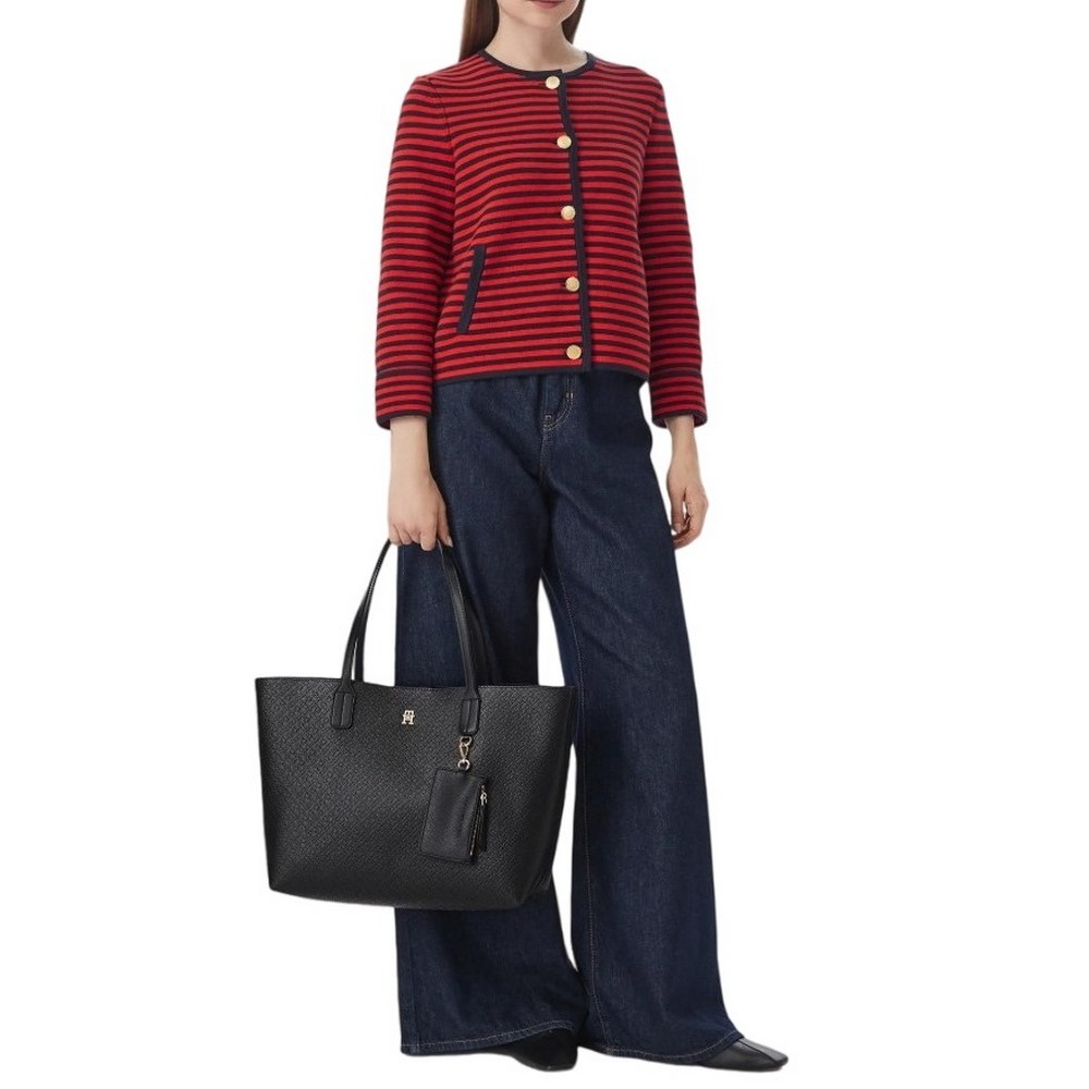 TOMMY HILFIGER ICON TOTE MONO ΤΣΑΝΤΑ ΓΥΝΑΙΚΕΙΑ BLACK