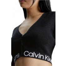 CALVIN KLEIN JEANS LOGO INTARSIA SWEATER CARDIGAN ΖΑΚΕΤΑ ΓΥΝΑΙΚΕΙΑ BLACK