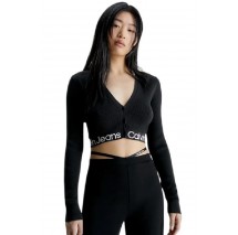 CALVIN KLEIN JEANS LOGO INTARSIA SWEATER CARDIGAN ΖΑΚΕΤΑ ΓΥΝΑΙΚΕΙΑ BLACK