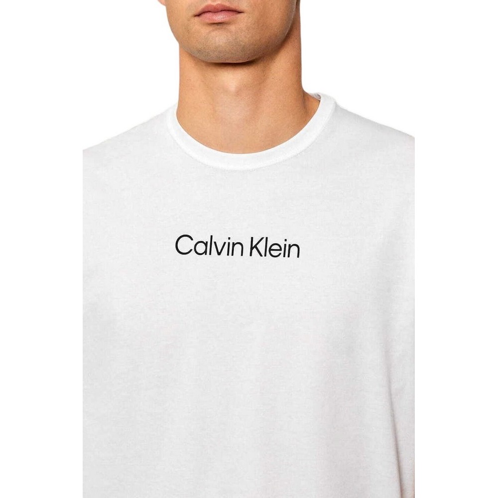 CALVIN KLEIN STANDARD LOGO 30S CREWNK T-SHIRT ΜΠΛΟΥΖΑ ΑΝΔΡΙΚΗ BRIGHT WHITE