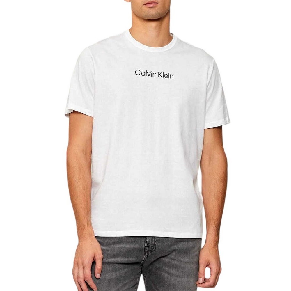 CALVIN KLEIN STANDARD LOGO 30S CREWNK T-SHIRT ΜΠΛΟΥΖΑ ΑΝΔΡΙΚΗ BRIGHT WHITE