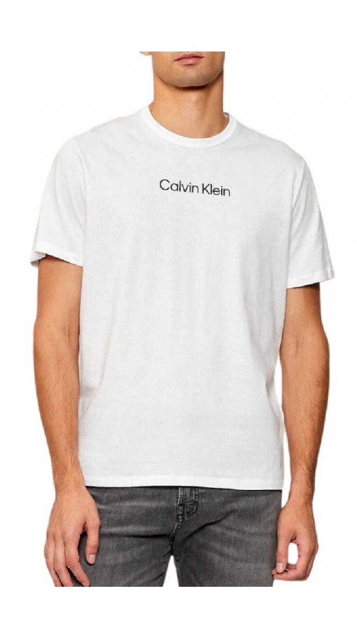 CALVIN KLEIN STANDARD LOGO 30S CREWNK T-SHIRT ΜΠΛΟΥΖΑ ΑΝΔΡΙΚΗ BRIGHT WHITE
